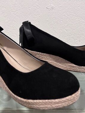SHEIN Black Espadrille Wedge Heels with Braided Sole